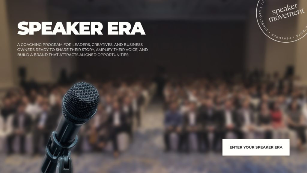 A banner that invites you to learn more about the coaching program, Speaker Era.